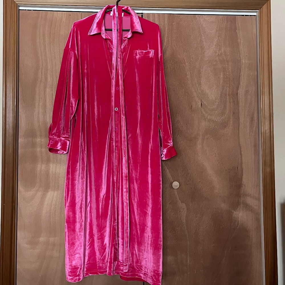 Redsky Pink Velour  Maxi Dress/Robe